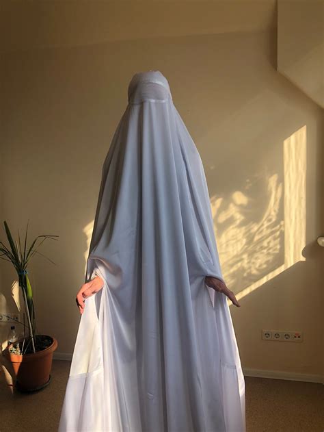 Weiße Afghanische Burka Seide Khimar Umhang Niqab Voller Etsyde