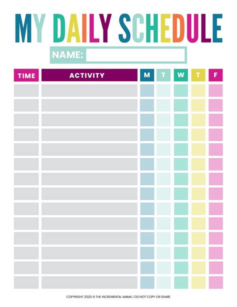 Free Printable Daily Routine Template Templates Printable Download