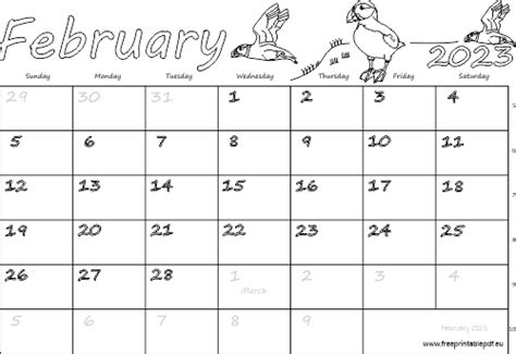 February 2023 Canada Calendar Free Printable Pdf