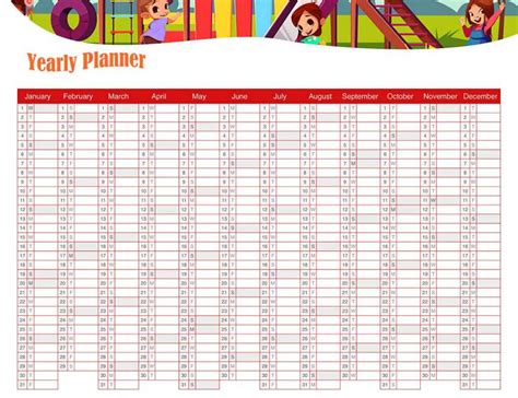 Printable Yearly Planner Template Printable World Holiday