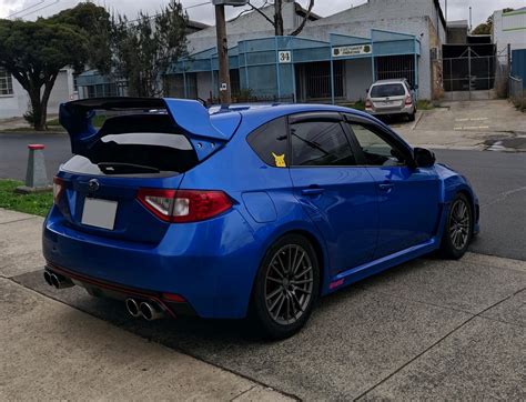 Rear Spoiler Wing With Carbon Blade For Subaru Wrxsti My08 14 Hatch