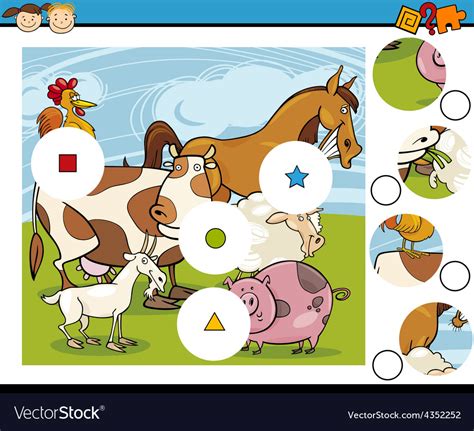 Match Pieces Game Cartoon Royalty Free Vector Image