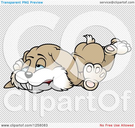 Clipart Of A Tired Brown Bunny Rabbit Royalty Free Vector