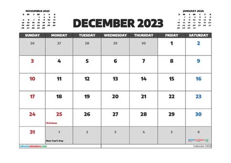 Printable December 2023 Calendar Free 12 Templates Calendar
