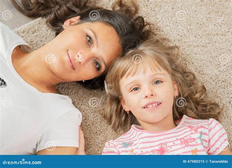 Mother And Little Daughter Lying Together Stock Image Image Of Room Health 47980215