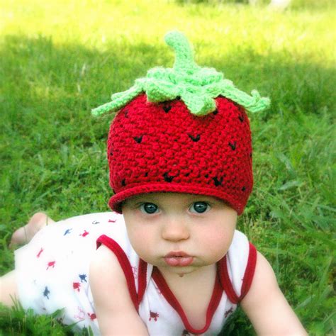 Crochet Pattern 208 Baby Strawberry Beanie Hat Crochet