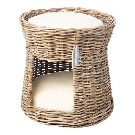 Rattan Double Bed Cat Basket With Pillows 40x40cm Brandalley