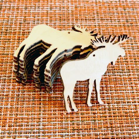 10 pieces Wooden moose laser cut plywood Unfinished work | Etsy