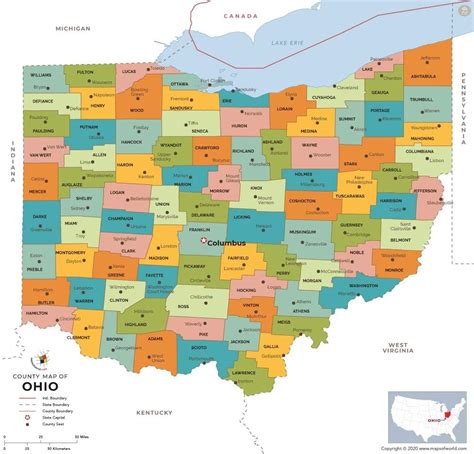 Ohio County Map Laminated 36 W X 345 H Office