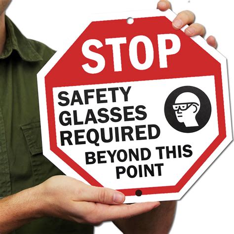 Stop Safety Glasses Required Beyond This Point Sign