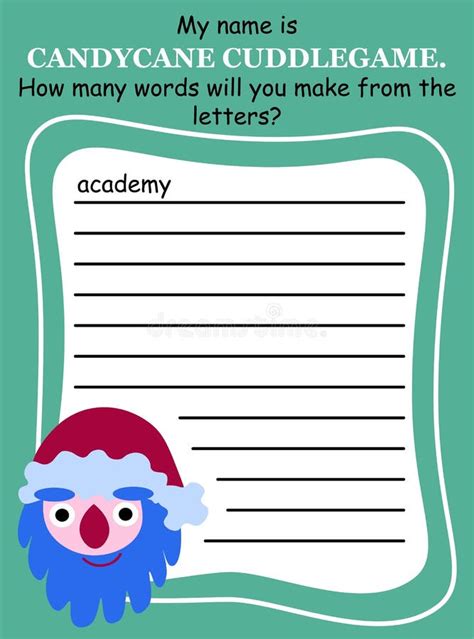 Christmas Anagram Word Game Activity Page Vector Illustration Stock