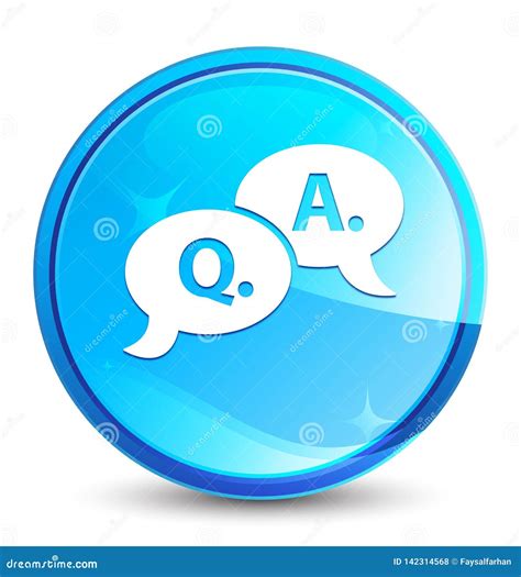 Question Answer Bubble Icon Splash Natural Blue Round Button Stock