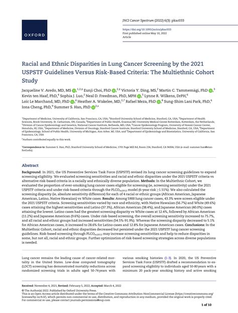 Pdf Racial And Ethnic Disparities In Lung Cancer Screening By The