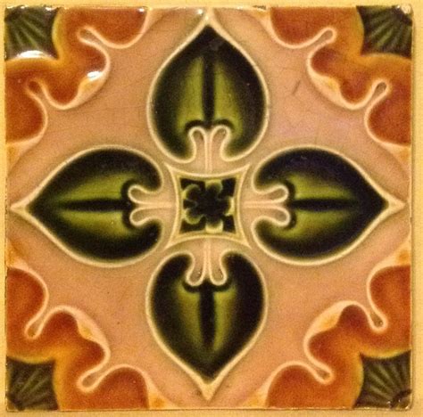 England Antique Art Nouveau Majolica Pattern Tile C1900 Art Nouveau