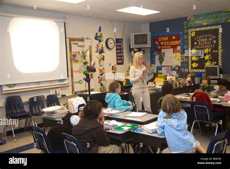 Fourth Grade Classroom With Teacher And Students In Tampa Florida Stock