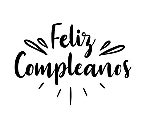 Happy Birthday In Spain Lettering In Spanish With Splashes And Curls Vector Illustration
