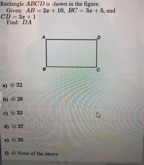 Solved Rectangle Abcd Is Shown In The Figure Given Ab X Chegg 13725