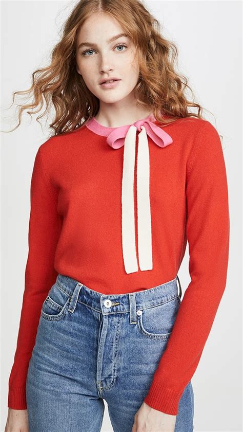 Chinti And Parker Cashmere Tie Neck Sweater Zoey Deutchs My Other