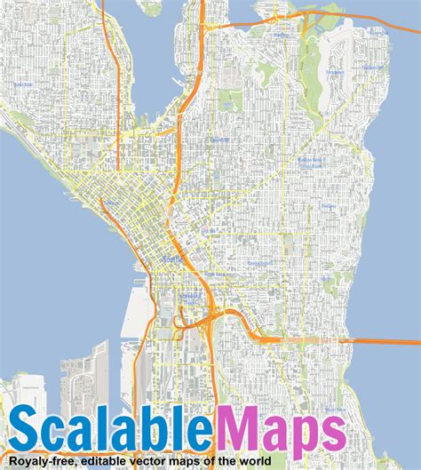 Scalablemaps Vector Map Of Seattle Gmap City Map Theme