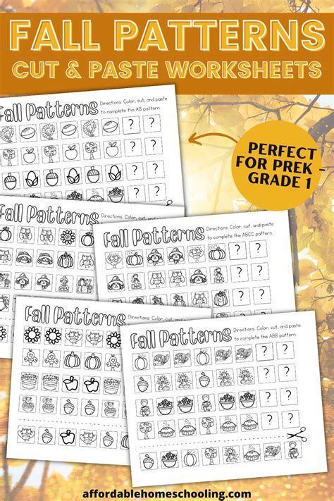 Free Printable Fall Cut And Paste Pattern Worksheets