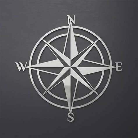 Nautical Stainless Steel Compass Rose Metal Wall Art Home Decor