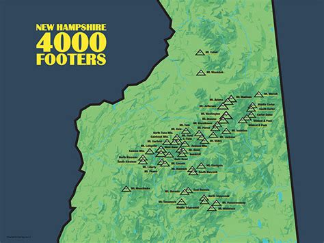 New Hampshire 4000 Footers Map 18x24 Poster 2015 Best Maps Ever