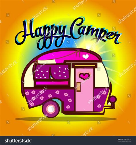 Happy Camper Cartoon Stockvektor Royaltyfri 696319162 Shutterstock