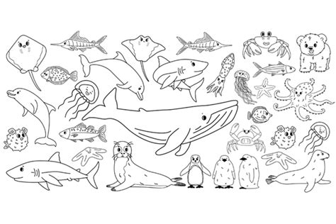 Coloriage animaux marins de la mer à imprimer en PDF Dessin à