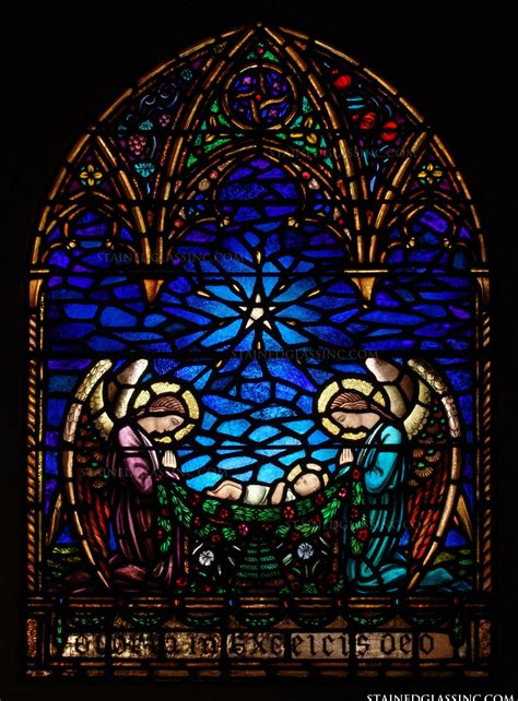 Angels Watch Religious Stained Glass Window