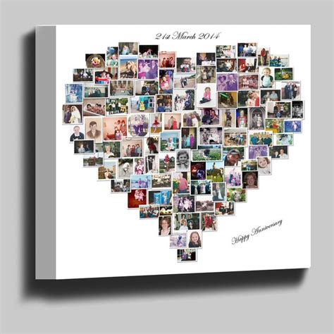 Fantastic Personalised Love Heart Shape Photo Collage Box Framed Canvas