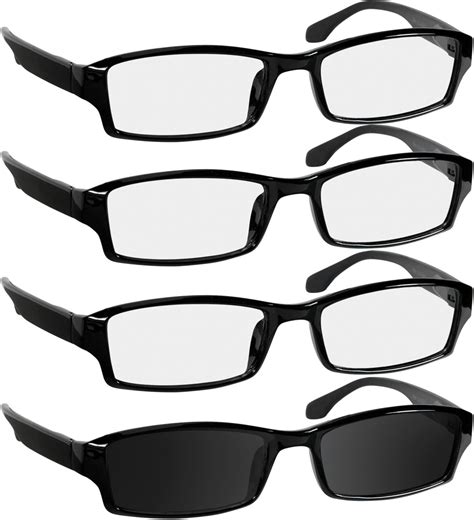 Truvision Readers Fashion Reading Glasses 4 00 3 Black 1 Black Sun 4 Pack F501