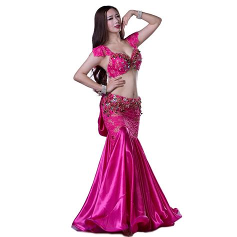 Bellydance Rhinestone Lace High Quality Performance Wear Costume Belly Dance 2pcs Set For Women