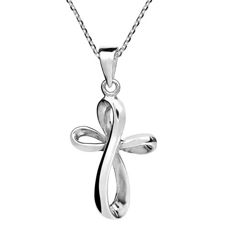 Modern Infinity Loop Cross Sterling Silver Necklace