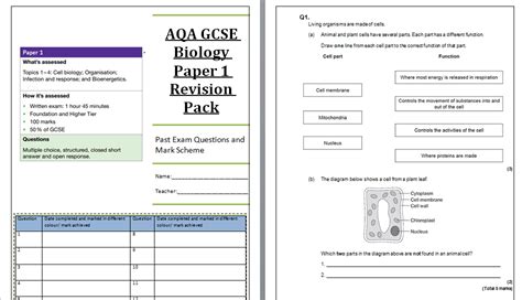 Aqa Gcse Biology Past Papers - AQA GCSE Biology (9-1) Paper 1 Revision - Past Paper Questions and Mark