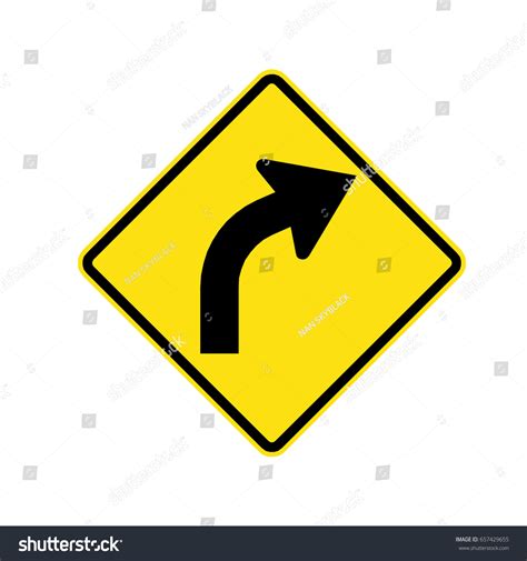 Warning Traffic Sign Bend Right Stock Vector Royalty Free 657429655