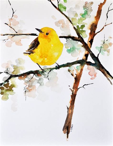 Original Watercolor Painting Bird Painting Yellow Finch 8x11 Inch Bird