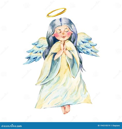 Watercolor Angel With Wings Christmas Angel Illustration Stock Image