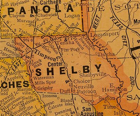 Shelby County Tx History Cities Towns Courthouse Jail Vintage Maps