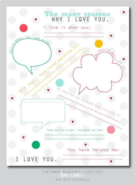 The Many Reasons Why I Love You Love Note Free Printable Perfect For