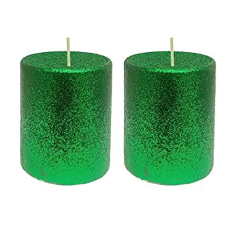 Handmade Unscented Green Glitter Decorative Candle