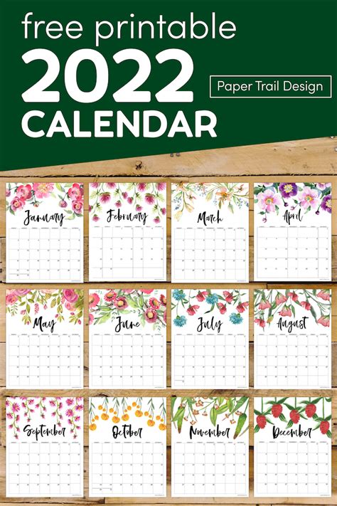 2022 Calendar Printable Floral