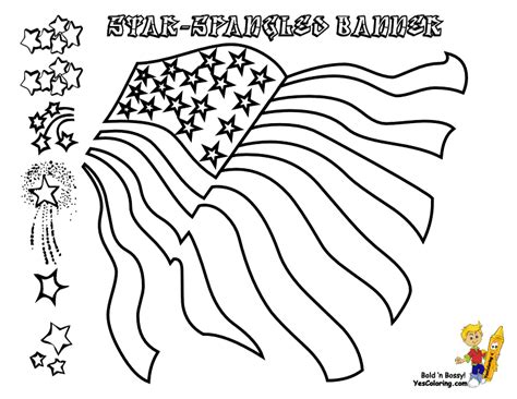 Star Spangled Banner Flag Printable At Yescoloring Free 4th July