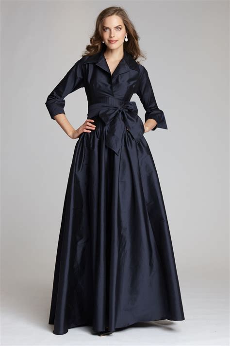 3 4 Sleeve Taffeta Shirtwaist Gown In 2021 Gowns Dresses Evening