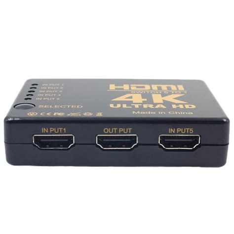 5 In 1 4k Ultra Hd Hdmi Switcher With Remote Control Black