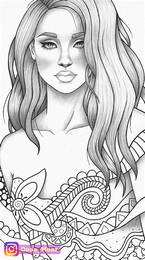 Coloring Pages Of Pretty Girls Printable Pentrist Coloring Pages