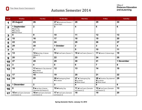 Autumn 2014 Important Dates Educational Studies Scheduling