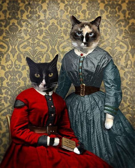 Cats Victorian Girl Old Timey Pet Portrait Art Print The Victorian