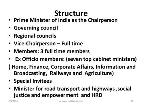 Niti aayog could emerge as an agent of change over time and contribute to the government's agenda of improving governance and implementing innovative measures for better delivery of public services. NITI Aayog - Think -Tank for transforming India