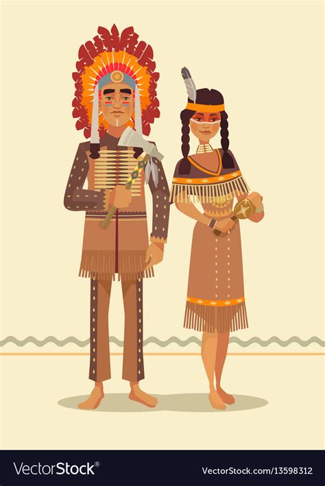 Native American Indian Couple Royalty Free Vector Image