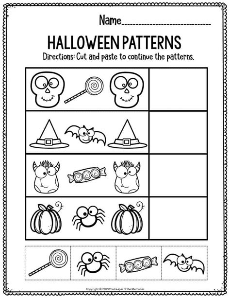Preschool Worksheets Halloween Patterns The Keeper Of The Memories